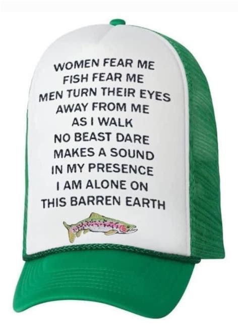 100 chino cotton twill Unstructured, 6-panel, low-profile 3 crown Adjustable strap with antique buckle Head circumference 20 - 21 . . Fish fear me women fear me